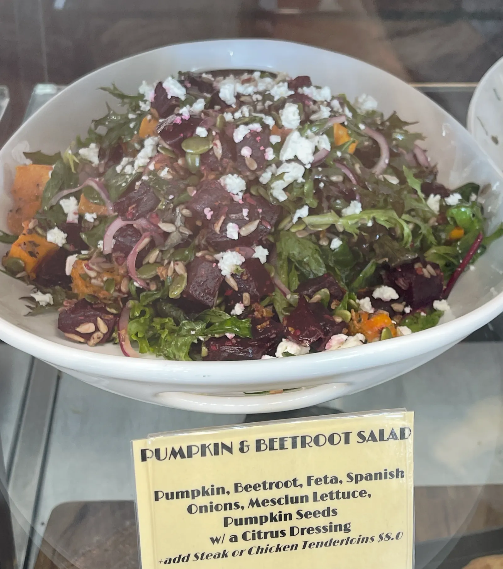 Pumpkin and beetroot salad with feta